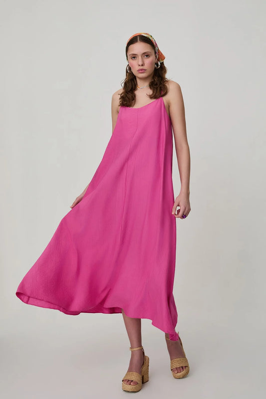 Thin Strap Long Dress Pink