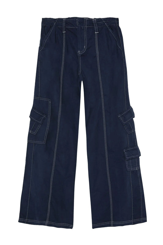 Mini Pocket Detailed Cargo Trousers Navy Blue